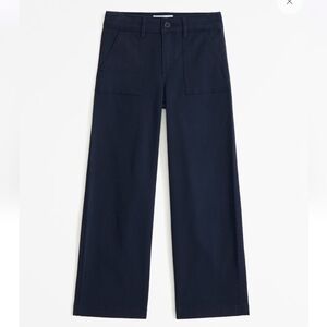 Abercrombie Kids Wide Leg Uniform Dress Pants 11/12 L Navy Blue High Rise Chino